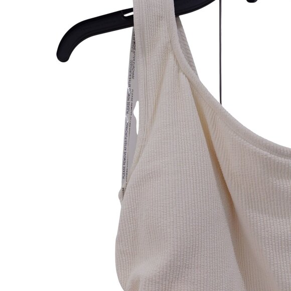 NWT MICHAEL Michael Kors One Piece Swimsuit Sz 8 Ivory One-Shoulder Side-Cutout - Picture 3 of 11